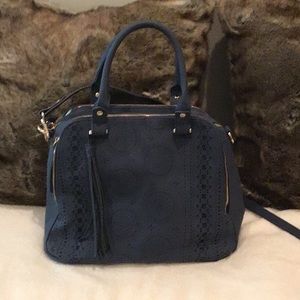 Blue  suede feel satchel/tote.